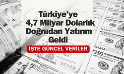 Türkiye'ye 4,7 milyar dolarlık doğrudan yatırım geldi!