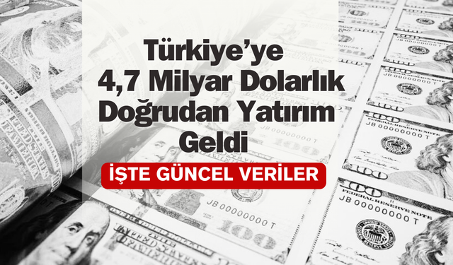 Türkiye'ye 4,7 milyar dolarlık doğrudan yatırım geldi!